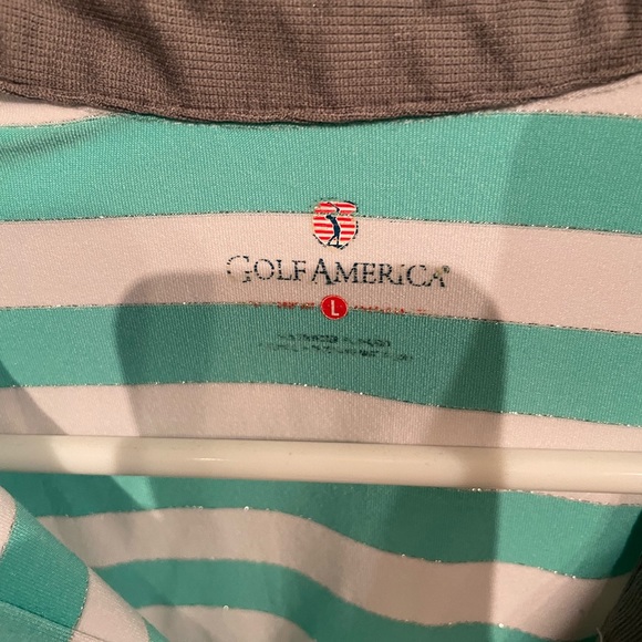 Green stripped golf polo - Picture 3 of 4